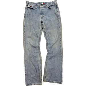 Y2K Tommy Hilfiger Jeans Men's 32x32 Blue Light Wash Straight Bootcut Distressed